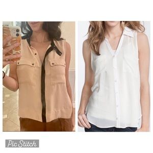 Forever 21 sleeveless button up blouse set - white & pink/black